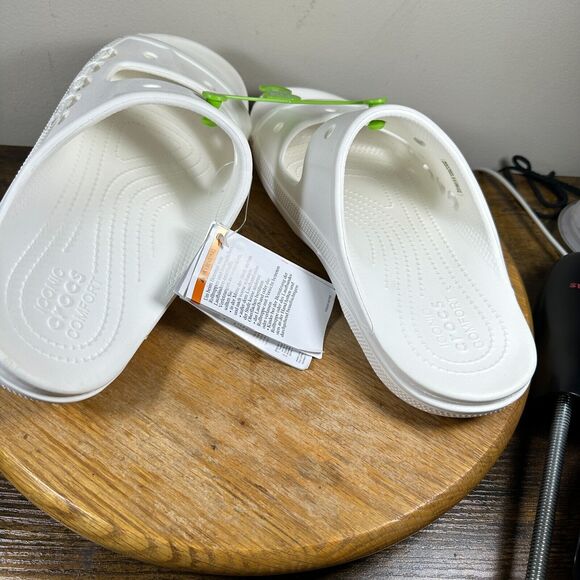 Crocs Unisex Baya White Slide Sandals Shoes Womens Size 12 - Picture 5 of 9